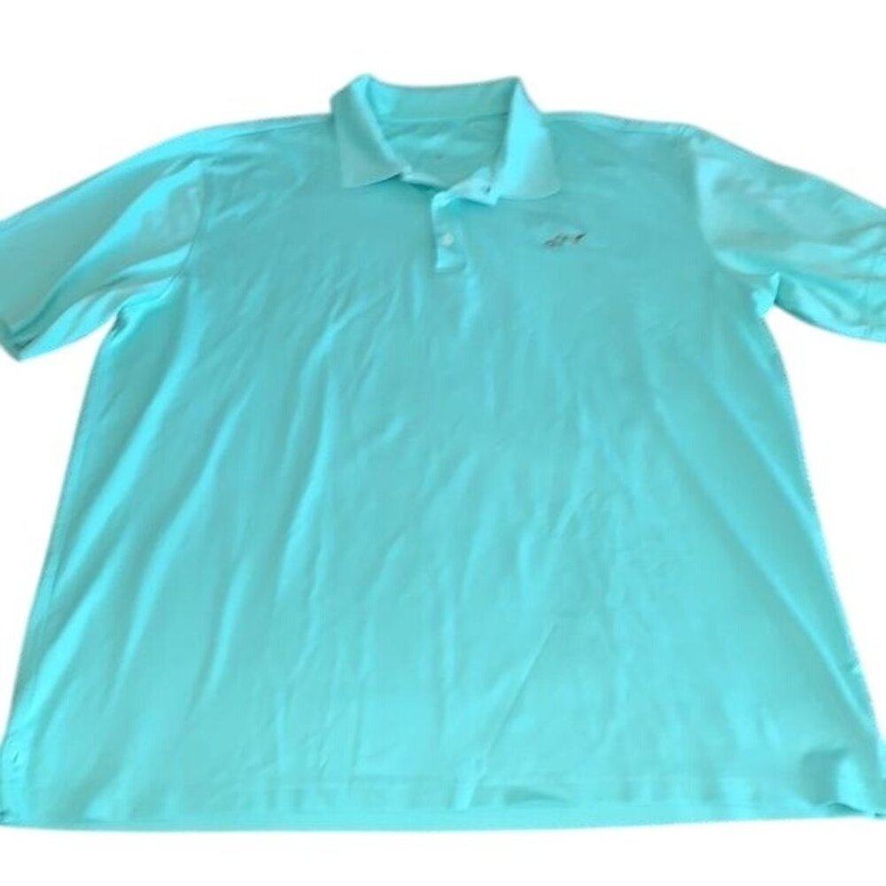 Greg Norman Mens Aqua Blue Polo Shirt Size XXL Short Sleeve Golf Embroidered Sha